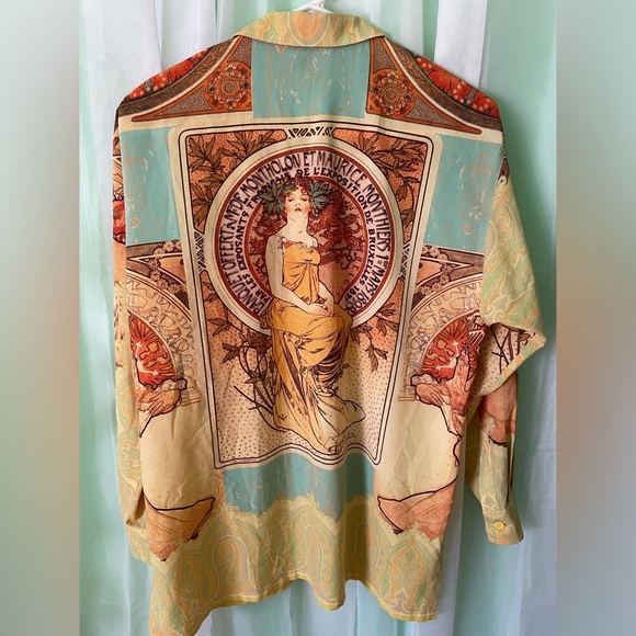 RARE FIND! Vintage 70s / 80s Mucha button down hippie shirt - Picture 5 of 6